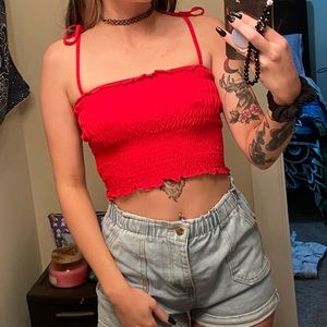 Red Ruched H&M Crop Top